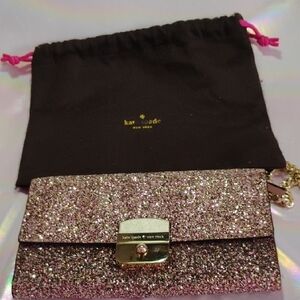 Kate Spade Pink and Gold Sparkle Clutch